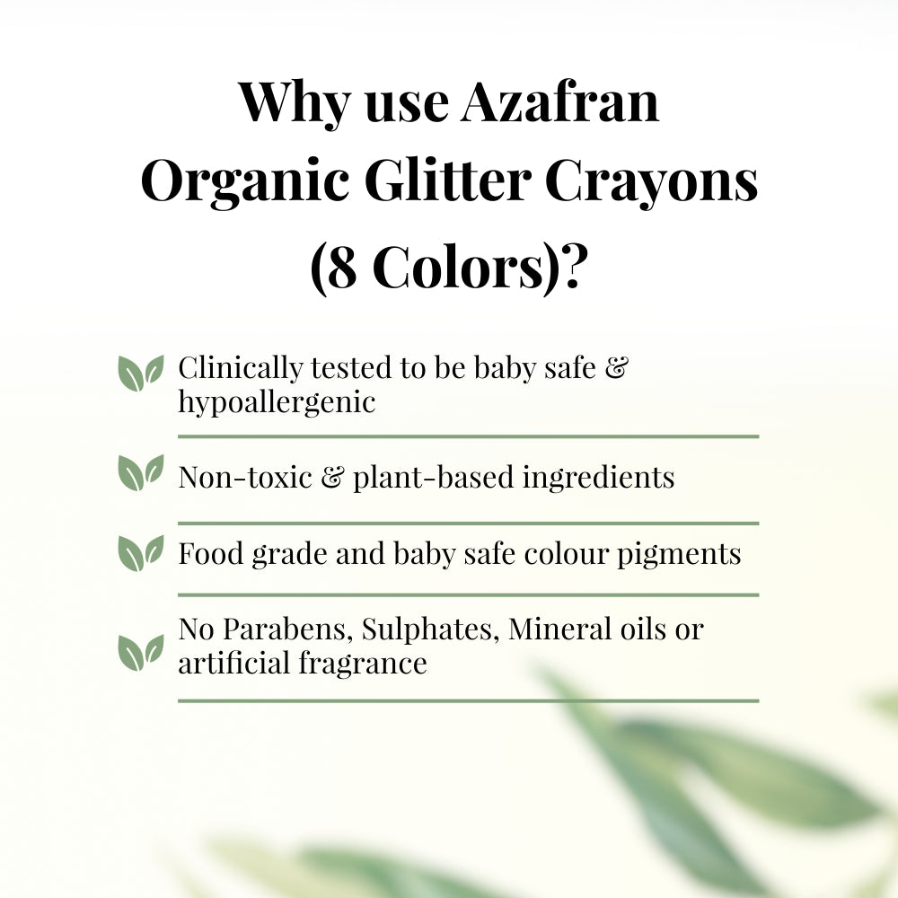 Organic Jumbo Glitter Crayons, 8 Colours- 1Nos.