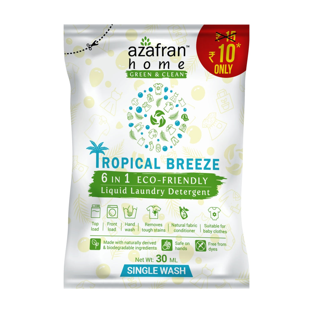 Tropical Breeze 6 in 1 Plant Based Liquid Laundry Detergent 30ML (Pack of 10)