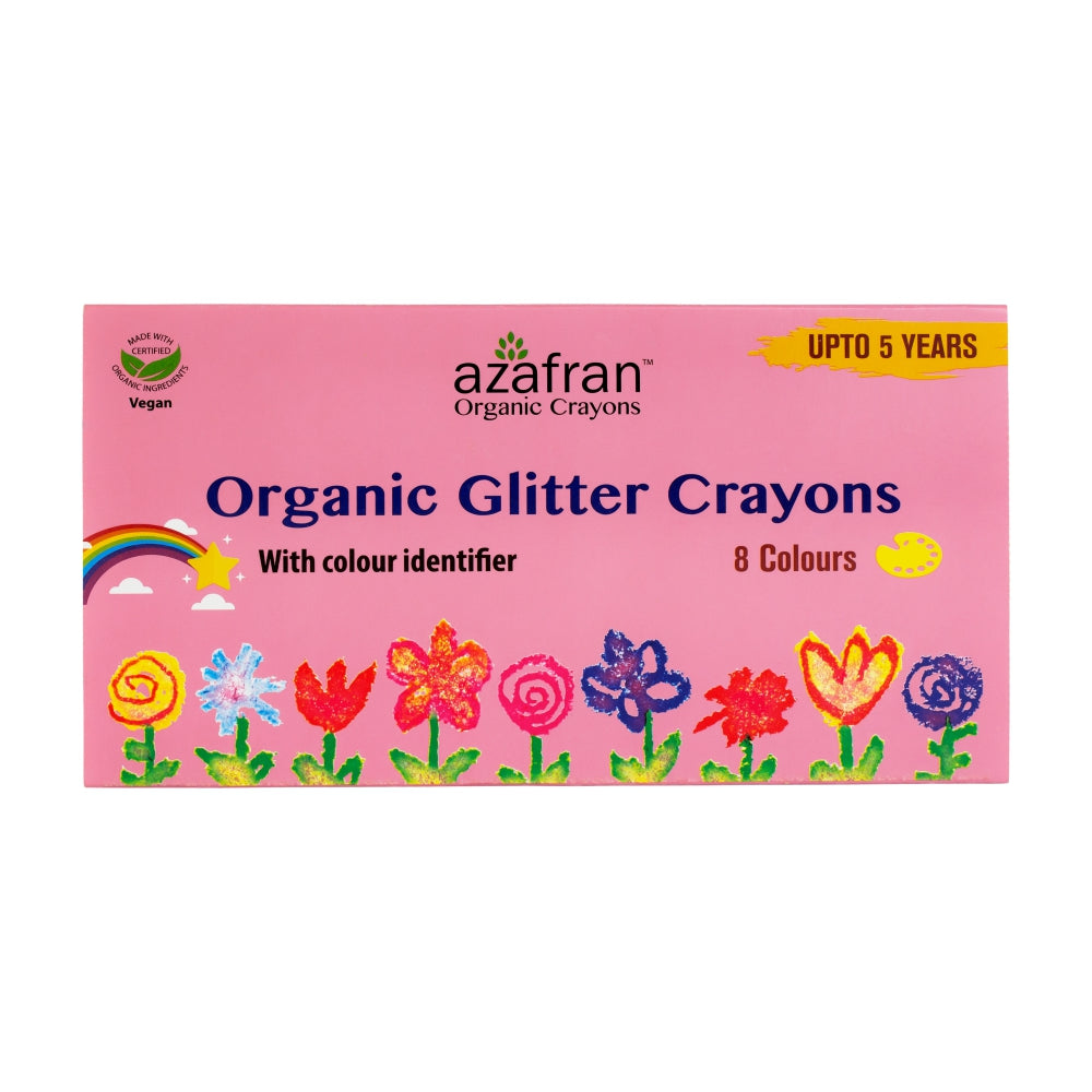 Organic Jumbo Glitter Crayons, 8 Colours- 1Nos.