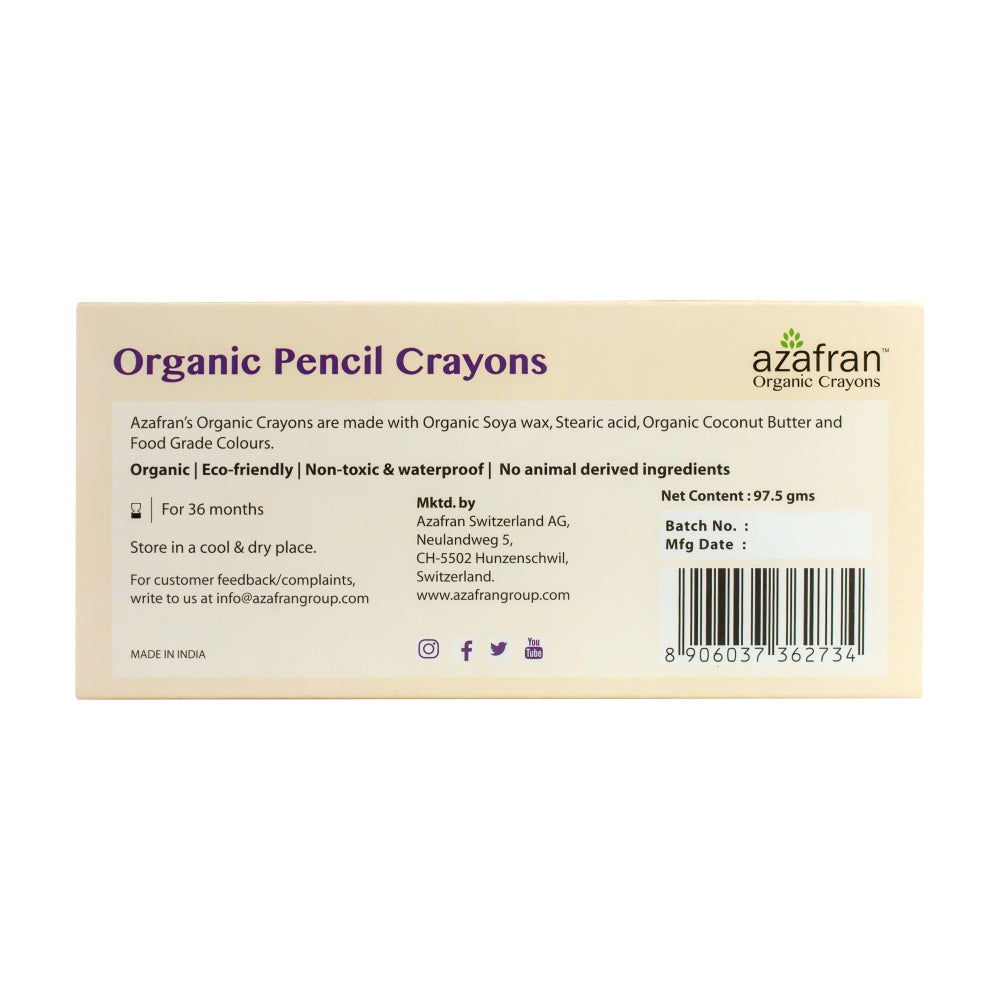 Organic Pencil Crayons, 15 colors -1Nos.