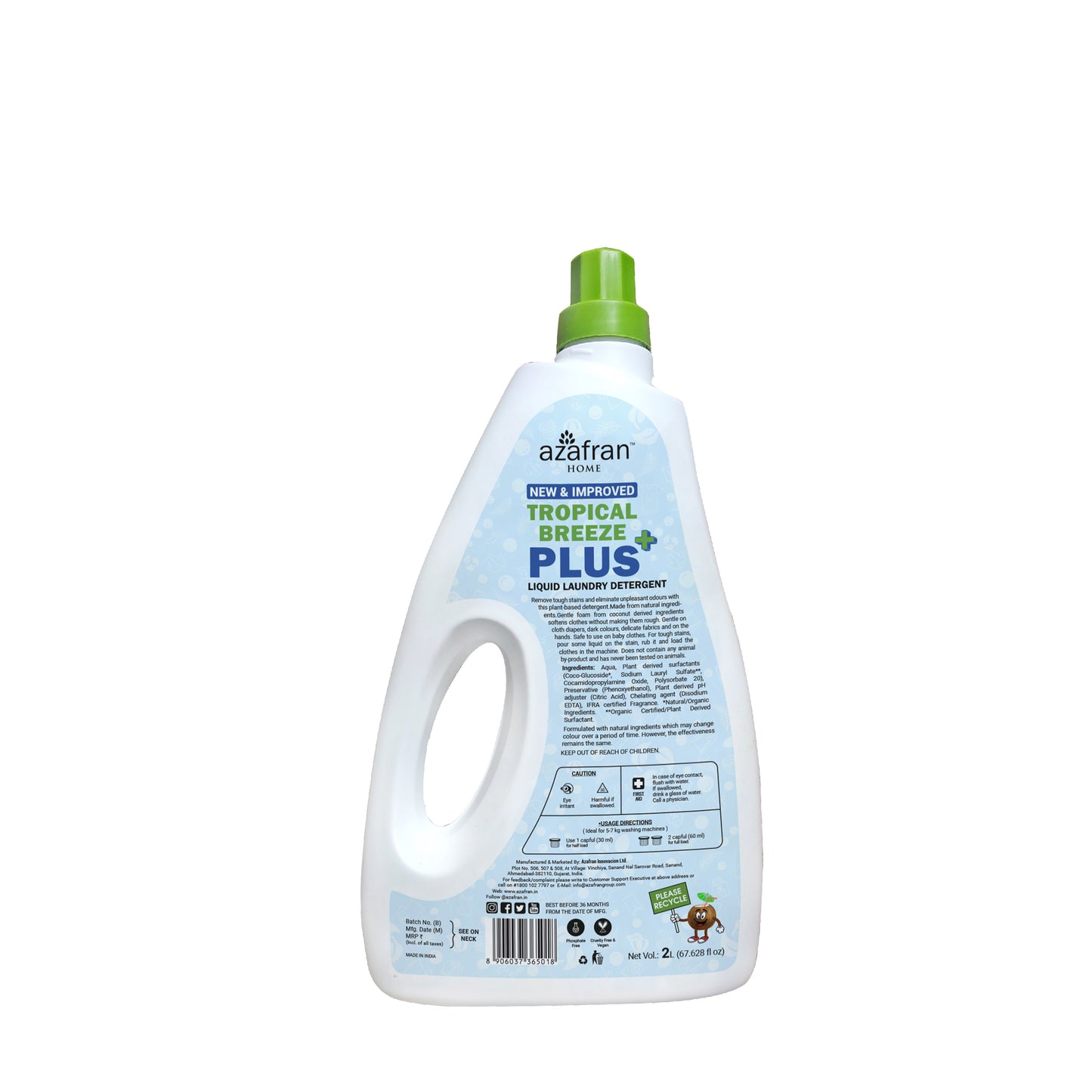 New & Improved Tropical Breeze Plus 8 in 1 Plant Based Liquid Laundry Detergent  2L