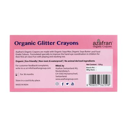 Organic Jumbo Glitter Crayons, 8 Colours- 1Nos.