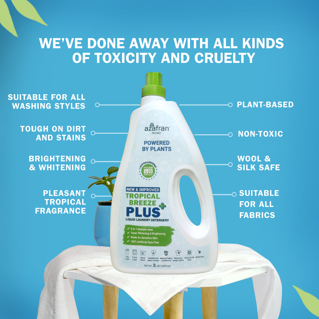 New & Improved Tropical Breeze Plus 8 in 1 Plant Based Liquid Laundry Detergent  2L