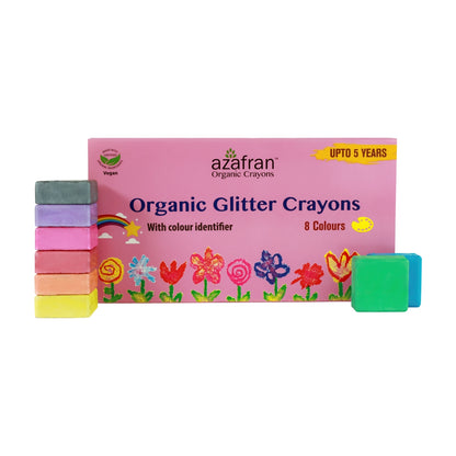 Organic Jumbo Glitter Crayons, 8 Colours- 1Nos.