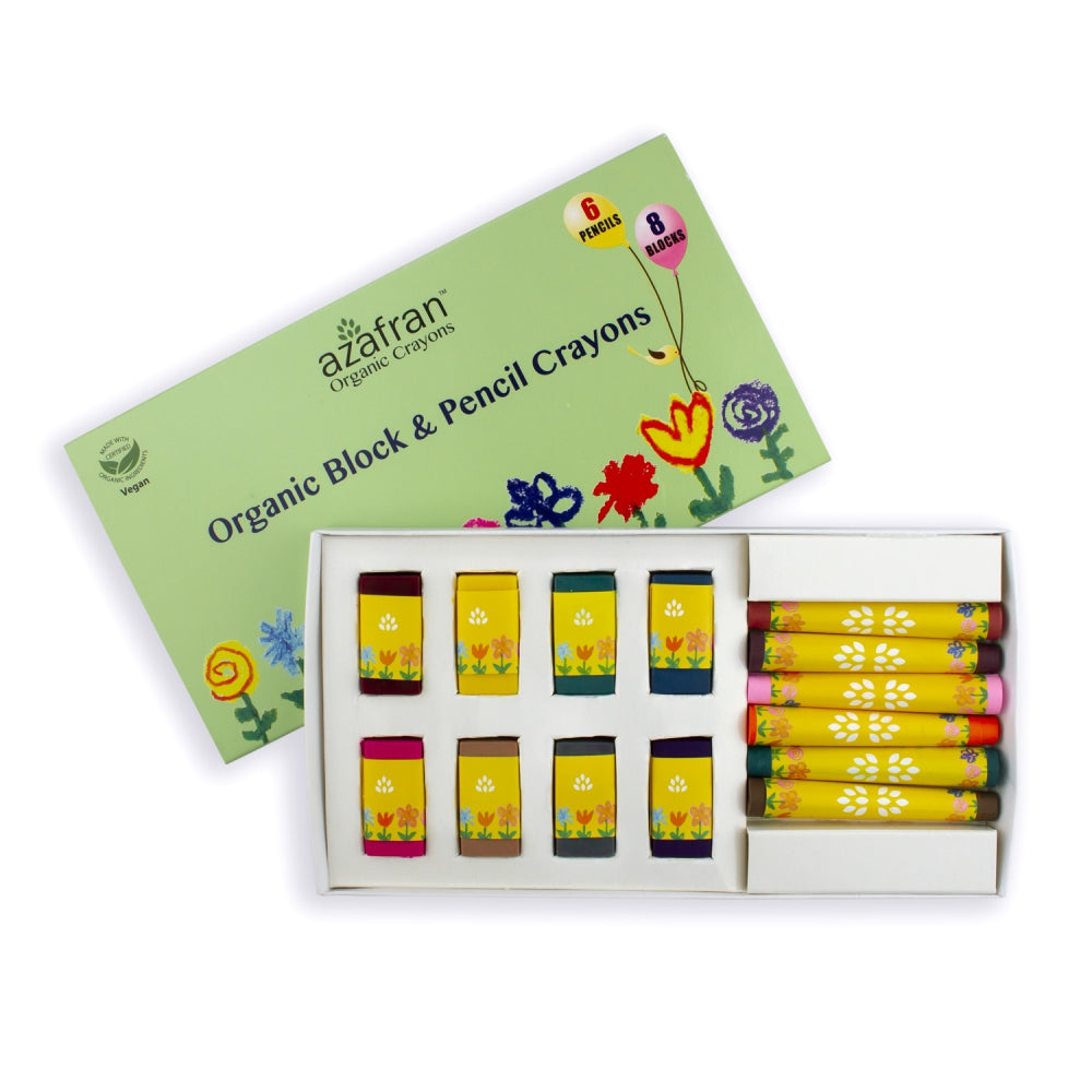 Organic Crayon Combo, 8 Standard Blocks & 6 Pencils -1Nos.