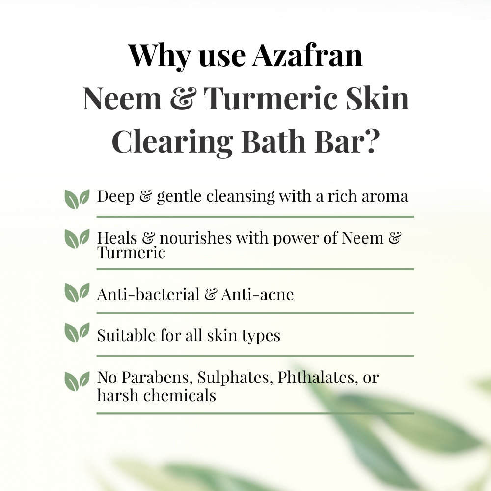 Organic Neem & Turmeric Skin Clearing Bath Bar - 100gm