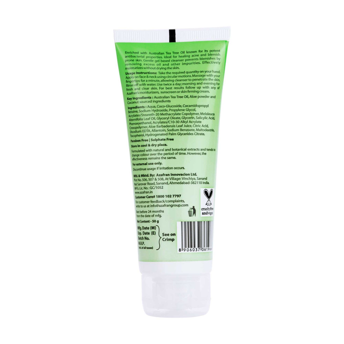 Organic Tea Tree Skin Clearing Face Wash 50GM