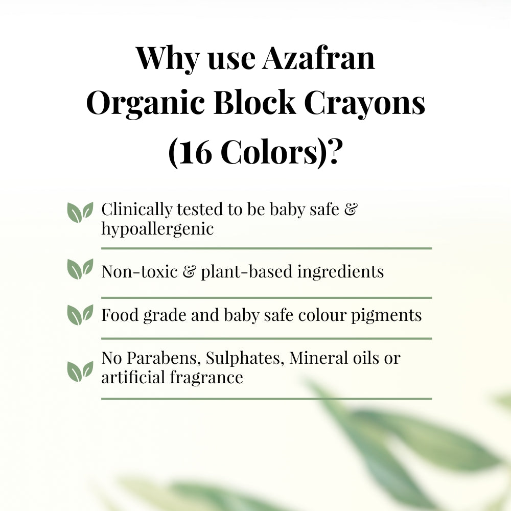 Organic Block Crayons, Standard Size, 16 Colors -1Nos.