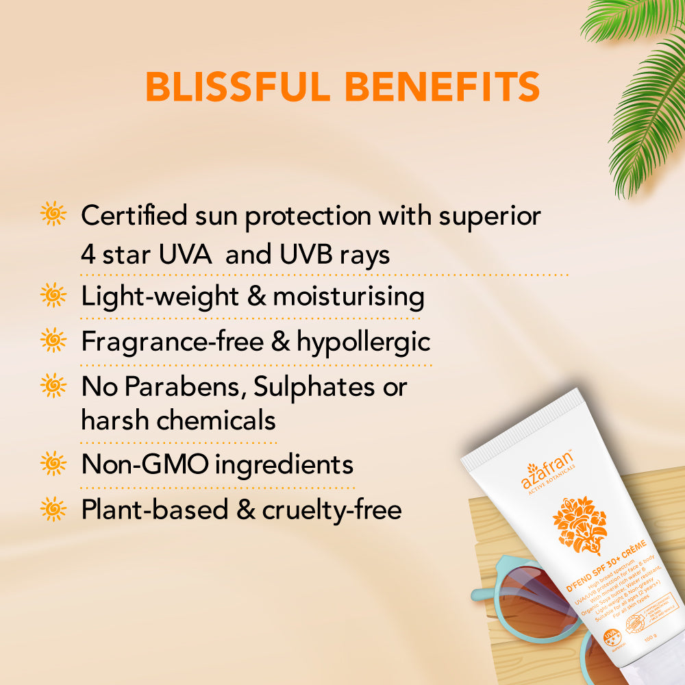 D'fend SPF 30 Non-toxic plant-based sunscreen 100GM