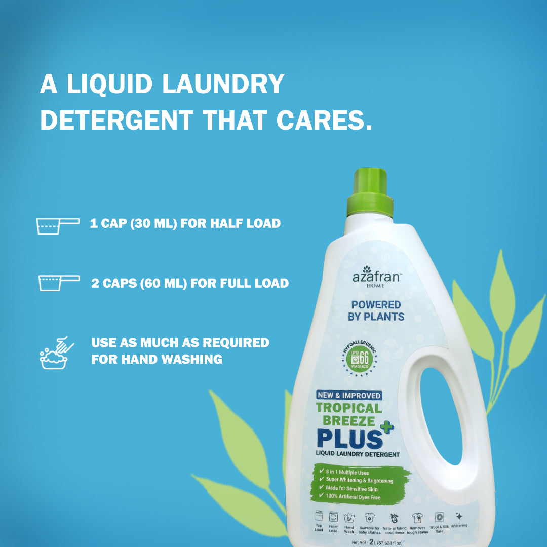 New & Improved Tropical Breeze Plus 8 in 1 Plant Based Liquid Laundry Detergent  2L